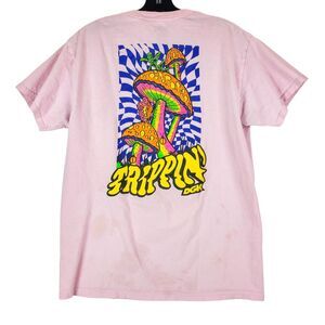 DGK Shirt Adult Medium Pink TRIPPIN Spell Out Multicolor Mushrooms Skateboarding